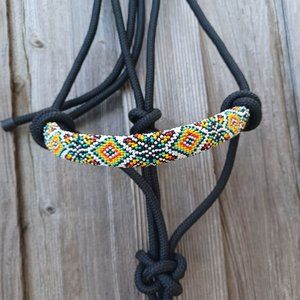 Comanche Tribal Hand Beaded Rope Halter with Lead Rope For Horse or Pony
